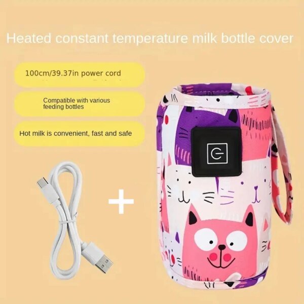 Calentador de leche y agua USB, bolsa térmica para cochecito de viaje, calentador de biberones, calentador portátil para biberones, Navidad y Halloween - Image 6