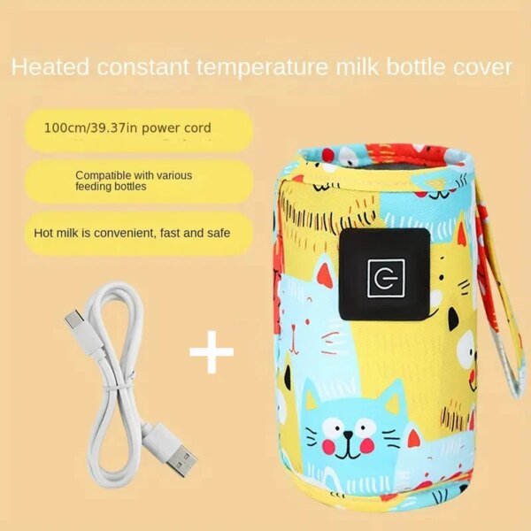 Calentador de leche y agua USB, bolsa térmica para cochecito de viaje, calentador de biberones, calentador portátil para biberones, Navidad y Halloween - Image 4