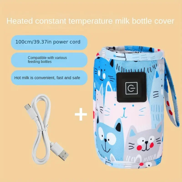 Calentador de leche y agua USB, bolsa térmica para cochecito de viaje, calentador de biberones, calentador portátil para biberones, Navidad y Halloween - Image 5