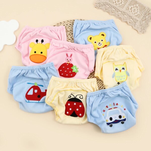 Braguitas de entrenamiento de algodón para bebé, pañales de tela impermeables, pañales reutilizables para niños pequeños, ropa interior para bebé