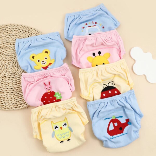 Braguitas de entrenamiento de algodón para bebé, pañales de tela impermeables, pañales reutilizables para niños pequeños, ropa interior para bebé - Image 3