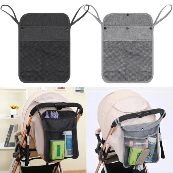 Bolsa de almacenamiento para cochecito de bebé, carrito de bebé, bolsa colgante portátil para exteriores, gran capacidad, bolsillos dobles, organizadores para mamá, bolsas de malla