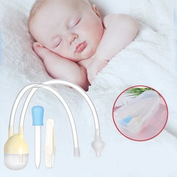 Aspirador nasal de seguridad para bebés recién nacidos, juego de 3 unidades por caja, con ventosa y gotero, accesorios para el cuidado del bebé. - Image 2