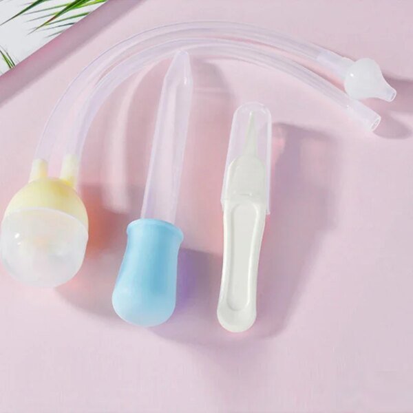 Aspirador nasal de seguridad para bebés recién nacidos, juego de 3 unidades por caja, con ventosa y gotero, accesorios para el cuidado del bebé. - Image 3