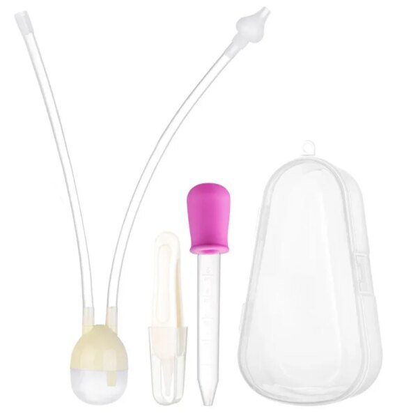 Aspirador nasal de seguridad para bebés recién nacidos, juego de 3 unidades por caja, con ventosa y gotero, accesorios para el cuidado del bebé. - Image 5