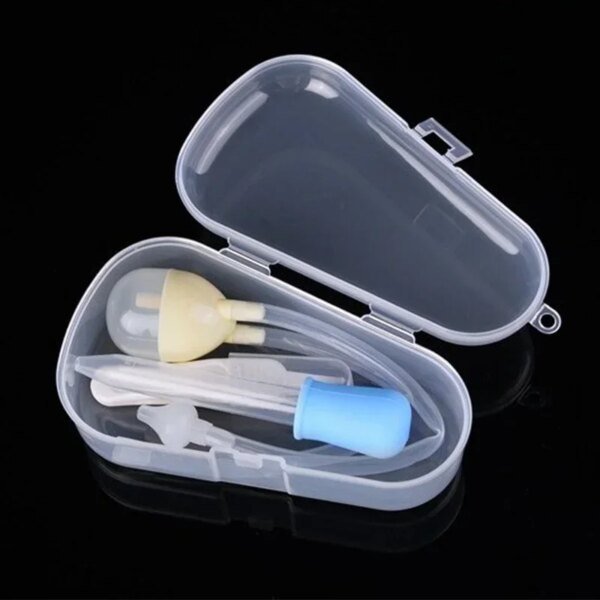 Aspirador nasal de seguridad para bebés recién nacidos, juego de 3 unidades por caja, con ventosa y gotero, accesorios para el cuidado del bebé.