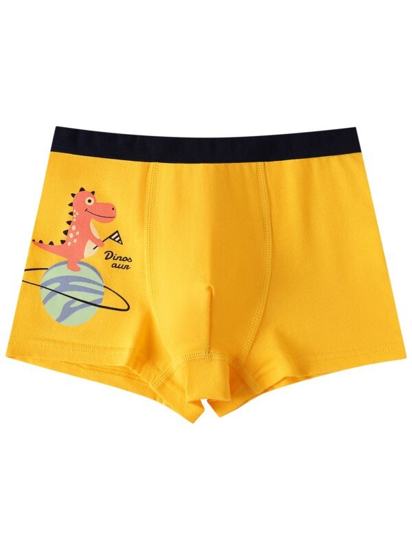 5 piezas de ropa interior para niños pequeños, 95 % algodón, suave, transpirable, con estampado de dinosaurios, cómodos calzoncillos tipo bóxer para menores de 12 años. - Image 3