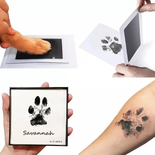 2 o 4 almohadillas de tinta para huellas de manos y pies de bebé, seguras, no tóxicas, sin contacto con la piel, kits de almohadillas de tinta sin tinta para mascotas, gatos, perros, recuerdos, regalos - Image 5