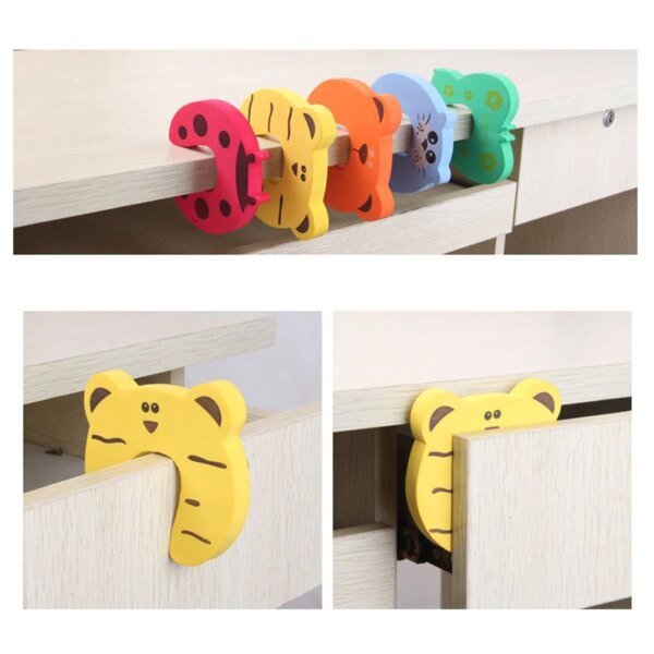 5 topes de puerta de seguridad para bebés, protectores de muebles, tarjetas de protección, protectores de dedos de animales, cerraduras de seguridad para niños - Image 5