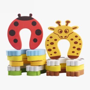 5 topes de puerta de seguridad para bebés, protectores de muebles, tarjetas de protección, protectores de dedos de animales, cerraduras de seguridad para niños