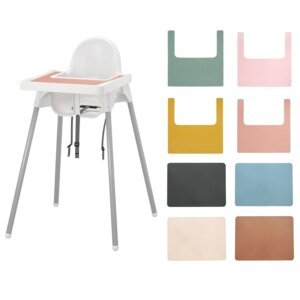 Silla alta personalizada de color puro, mantel individual para alimentación de alimentos sólidos, plato de comedor, mantel de silicona suave, vajilla, artículos para bebés