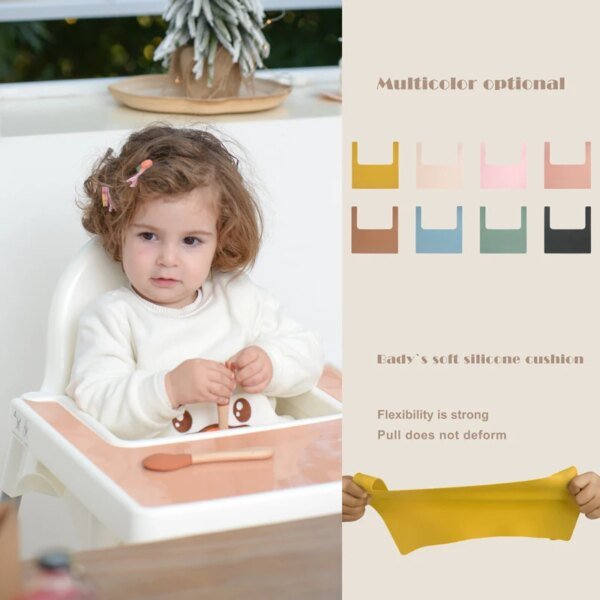 Silla alta personalizada de color puro, mantel individual para alimentación de alimentos sólidos, plato de comedor, mantel de silicona suave, vajilla, artículos para bebés - Image 5