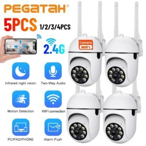 Cámaras de vigilancia IP de 2,4 GHz y 1080P con wifi para exteriores, monitor de seguridad con zoom de 4,0X, alarma inalámbrica para el hogar, resistente al agua.
