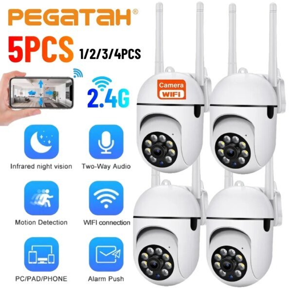Cámaras de vigilancia IP de 2,4 GHz y 1080P con wifi para exteriores, monitor de seguridad con zoom de 4,0X, alarma inalámbrica para el hogar, resistente al agua.