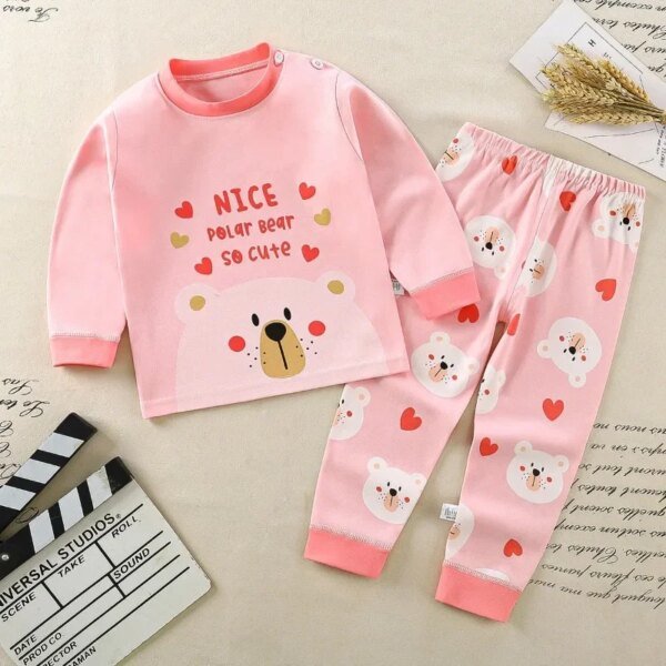 Conjuntos de pijama para niños y niñas, camisetas de manga larga con dibujos animados y pantalones, ropa de dormir para primavera y otoño, 2024 - Image 5