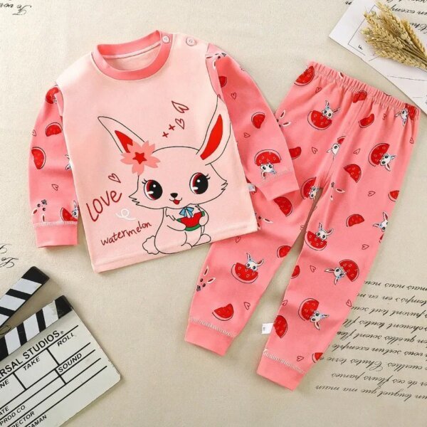 Conjuntos de pijama para niños y niñas, camisetas de manga larga con dibujos animados y pantalones, ropa de dormir para primavera y otoño, 2024 - Image 4