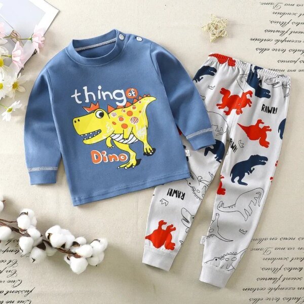 Conjuntos de pijama para niños y niñas, camisetas de manga larga con dibujos animados y pantalones, ropa de dormir para primavera y otoño, 2024 - Image 2