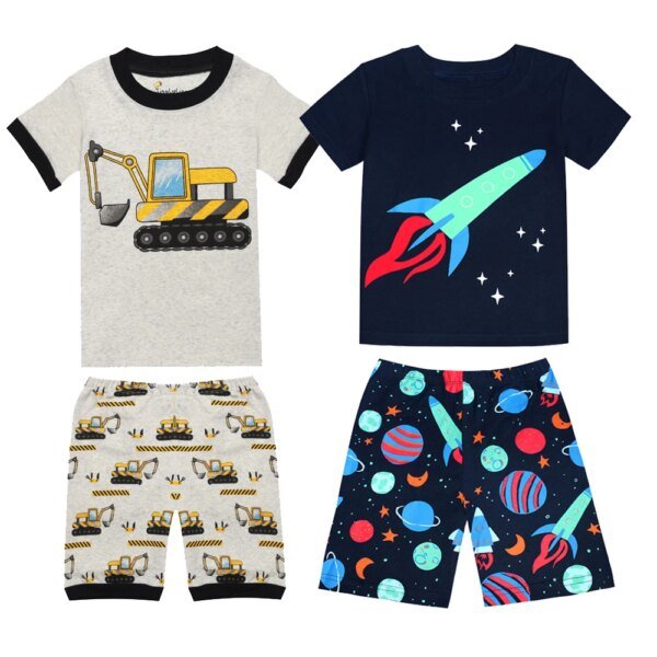Pijamas de moda para niños 2024, nuevos conjuntos de pijamas de algodón de manga corta de verano para niños de 2, 3, 4, 5, 6, 7 y 8 años.