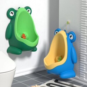 Orinal de pie para bebés varones con forma de rana de dibujos animados, urinarios de pared, soporte de entrenamiento para ir al baño, urinario vertical, orinal para bebés y niños pequeños