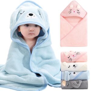 Toallas de baño con dibujos de animales para bebés, suaves y con capucha para recién nacidos, bata de baño para niños pequeños, cálida manta para dormir para niños y niñas.