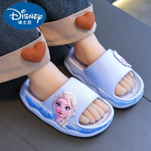 Sandalias y pantuflas de baño para niñas de Disney con diseño de princesa Elsa y suela suave antideslizantes de verano - Image 4