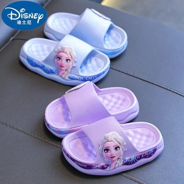 Sandalias y pantuflas de baño para niñas de Disney con diseño de princesa Elsa y suela suave antideslizantes de verano - Image 2