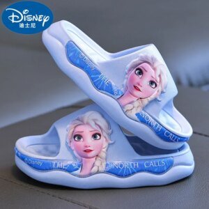 Sandalias y pantuflas de baño para niñas de Disney con diseño de princesa Elsa y suela suave antideslizantes de verano
