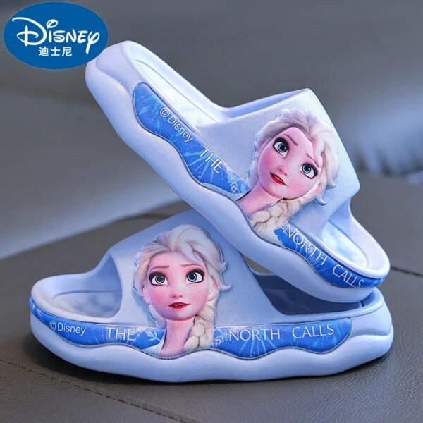Sandalias y pantuflas de baño para niñas de Disney con diseño de princesa Elsa y suela suave antideslizantes de verano