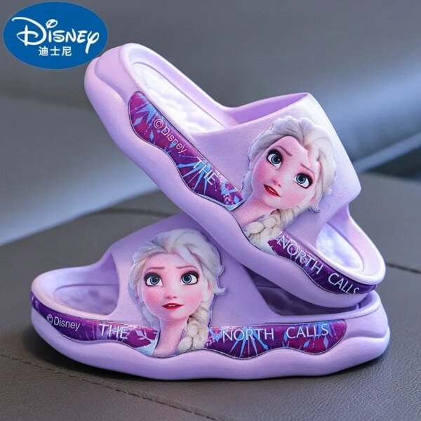 Sandalias y pantuflas de baño para niñas de Disney con diseño de princesa Elsa y suela suave antideslizantes de verano - Image 3