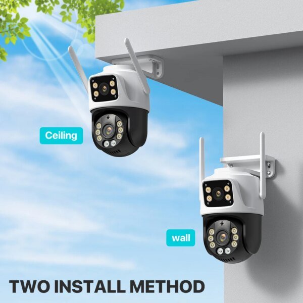 Cámara IP PTZ de tres lentes para exteriores, 6K HD, cámara de seguridad WiFi de tres pantallas con seguimiento automático, cámara CCTV inalámbrica 4K con doble LED iCsee - Image 5