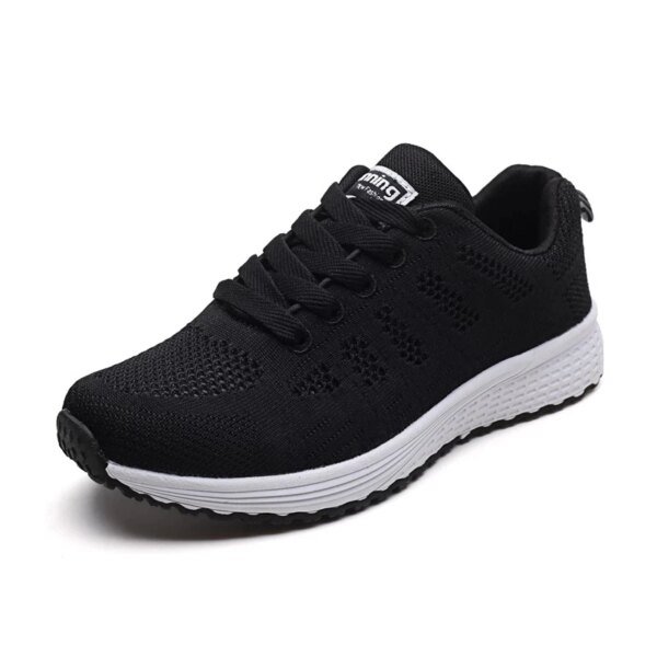 Zapatos casuales de mujer, zapatillas planas de malla transpirables a la moda para caminar, zapatillas de deporte para mujer 2021, zapatos vulcanizados para gimnasio, calzado blanco para mujer - Image 5