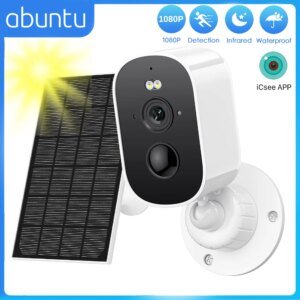 Cámara de seguridad tipo bala con WiFi 1080P, inalámbrica, solar, para exteriores, con batería, alarma de movimiento PIR, almacenamiento en la nube, audio bidireccional