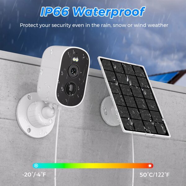Cámara de seguridad tipo bala con WiFi 1080P, inalámbrica, solar, para exteriores, con batería, alarma de movimiento PIR, almacenamiento en la nube, audio bidireccional - Image 4