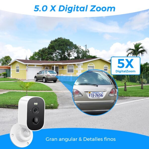 Cámara de seguridad tipo bala con WiFi 1080P, inalámbrica, solar, para exteriores, con batería, alarma de movimiento PIR, almacenamiento en la nube, audio bidireccional - Image 3