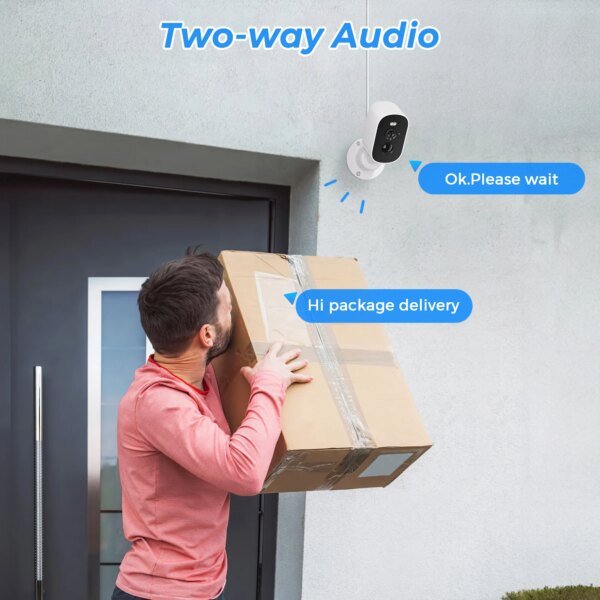 Cámara de seguridad tipo bala con WiFi 1080P, inalámbrica, solar, para exteriores, con batería, alarma de movimiento PIR, almacenamiento en la nube, audio bidireccional - Image 5