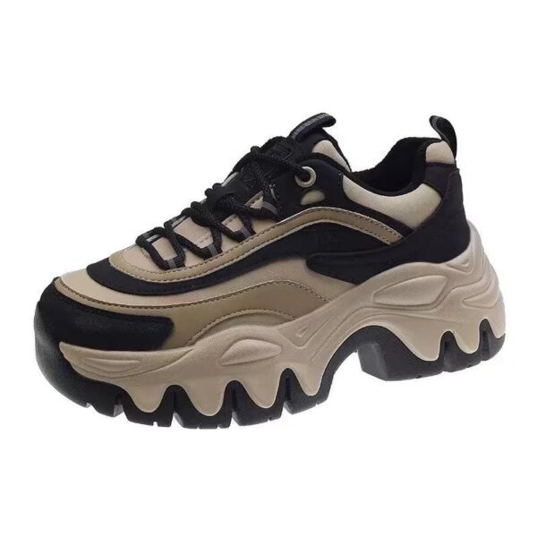 Zapatillas blancas informales para mujer, zapatos de moda con plataforma gruesa y suela gruesa, de cuero, 2024 - Image 4