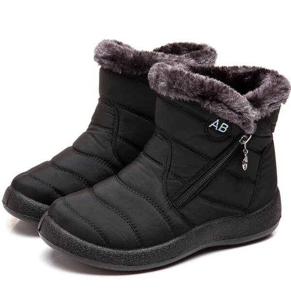 Botas de mujer, botines de mujer con piel, zapatos de invierno, botas de invierno de tacón bajo para mujer, botas de nieve impermeables, calzado de invierno para mujer - Image 5