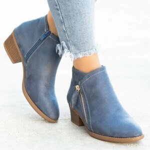 Botines de mujer 2022, otoño, ante, talla 6, moda para mujer, talla 43, botas de plataforma, botines de tacón con cremallera lateral, botas de mujer