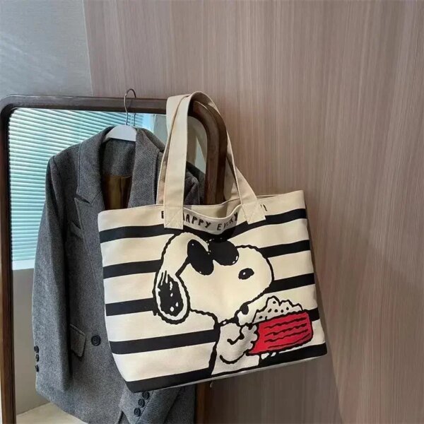 Disney Snoopy Cute Cartoon Large Capacity Canvas Bag for Female Students To Hold Books Tote Mommy Bag - Image 6