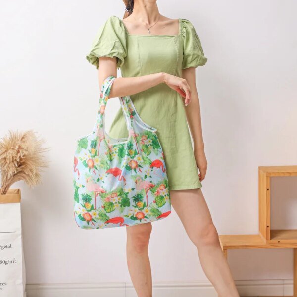 Reusable Shopping Bags Foldable Large Size Women Shopping Bags Totes Heavy Duty Washable Cloth Grocery Bags Eco-Friendly Bags - Image 4