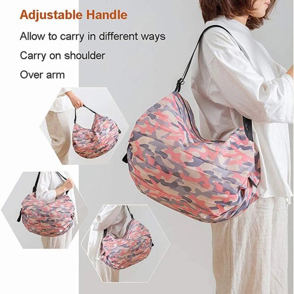 Bolsa de almacenamiento plegable con asa, portátil, de viaje, de camuflaje, para compras, de gran capacidad - Image 6