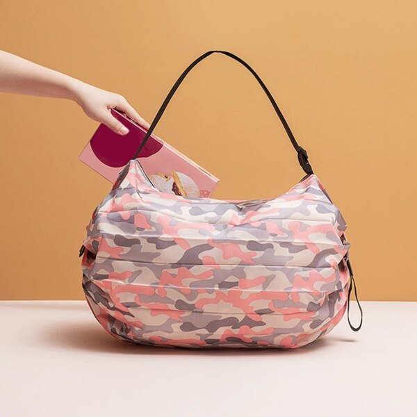 Bolsa de almacenamiento plegable con asa, portátil, de viaje, de camuflaje, para compras, de gran capacidad - Image 3