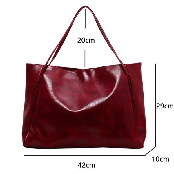 Bolso grande para mujer, moderno, tipo axila, de gran capacidad, de piel sintética suave, tipo bandolera, estilo retro, informal, portátil. - Image 6