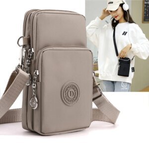 Bolso de nailon para teléfono móvil de mujer, monedero con correa, bandolera pequeña, cartera de viaje