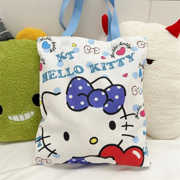Bolsa de lona de Hello Kitty Sanrio, bolsa de lona Kawaii Anime para estudiantes, portátil, de gran capacidad, para maquillaje, lavado, desplazamientos, bolsas de almacenamiento de dibujos animados, regalo para niñas - Image 5