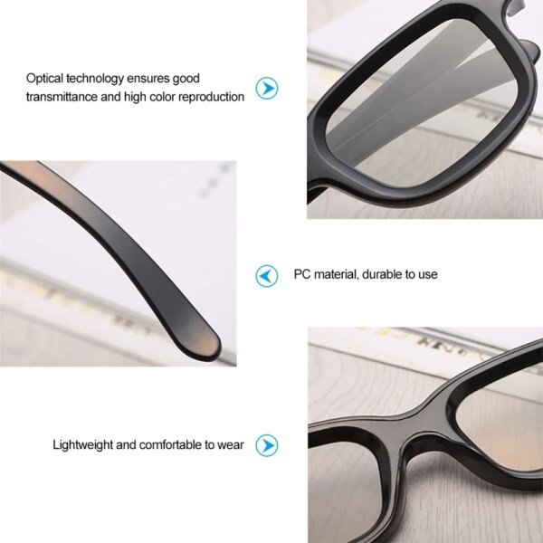4 gafas 3D pasivas polarizadas para TV 3D, cine en 3D real para juegos 3D Sony Panasonic y marcos de TV - Image 2