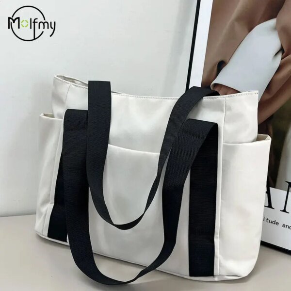 Bolso de diseñador para mujer, de lujo, de nailon, para el hombro, de color liso, para mamá, de gran capacidad, para vacaciones, 2024 - Image 2