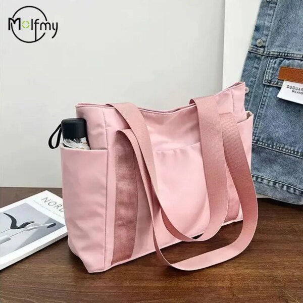 Bolso de diseñador para mujer, de lujo, de nailon, para el hombro, de color liso, para mamá, de gran capacidad, para vacaciones, 2024 - Image 3