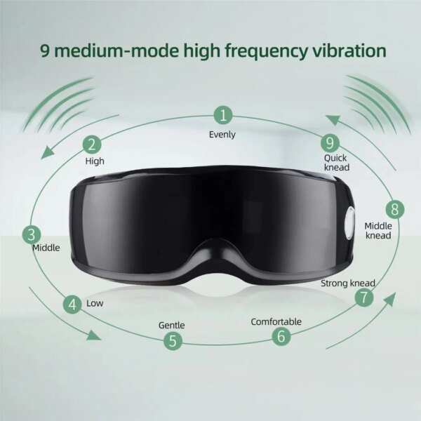 Masajeador ocular con vibración y terapia magnética, instrumento inteligente para masaje ocular, 9 modos de masaje, alivia la fatiga ocular. - Image 4