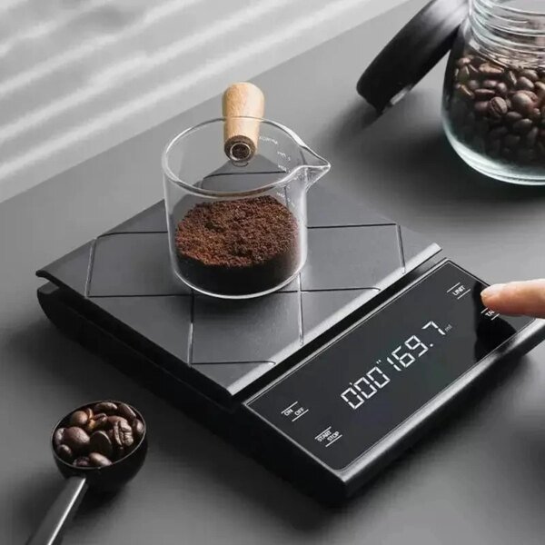 Báscula digital para alimentos con temporizador para hornear y cocinar con precisión. Accesorios de cocina para chefs caseros.